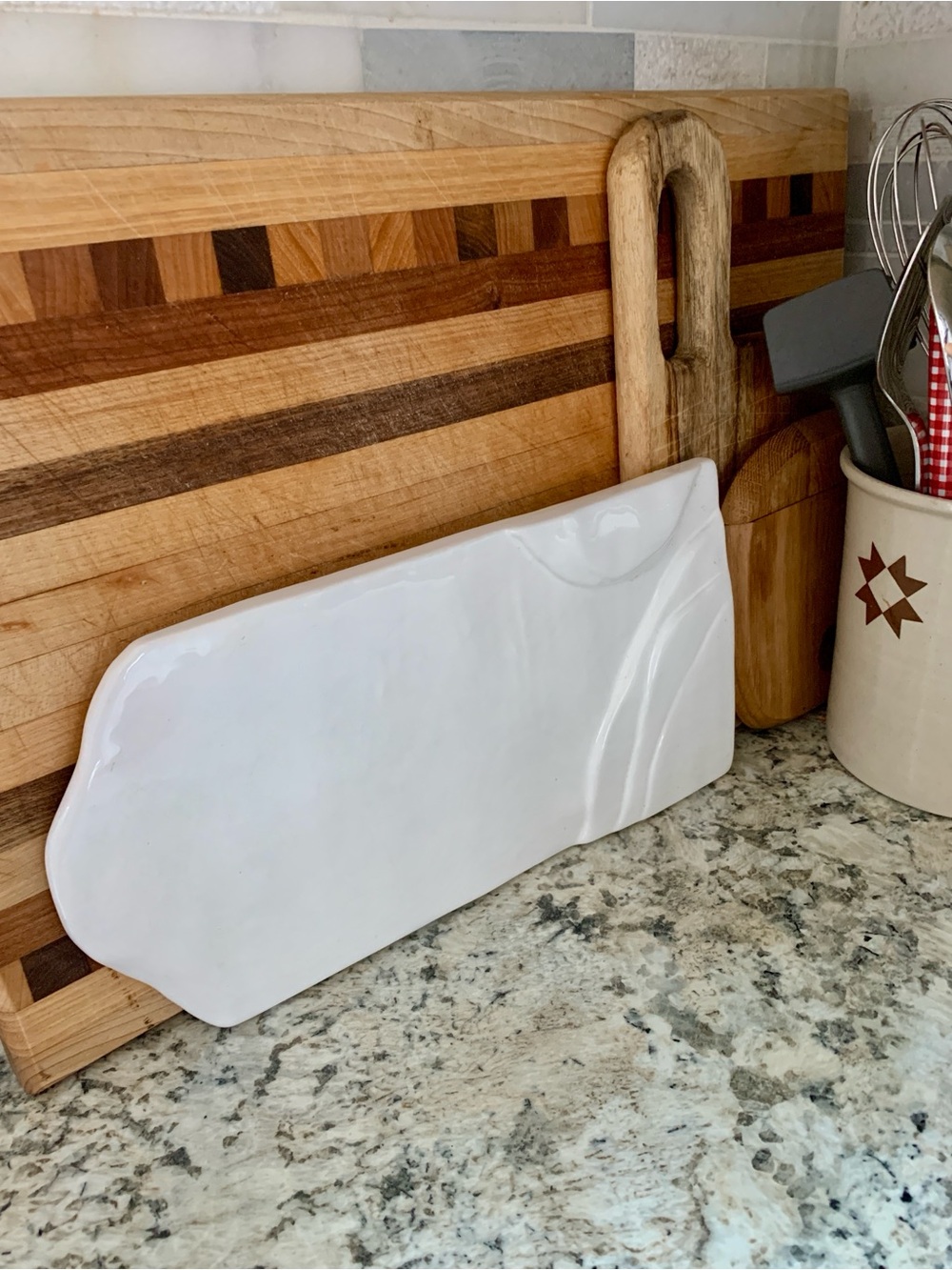 White Ceramic Stoneware Serving Platter Cheese Plate